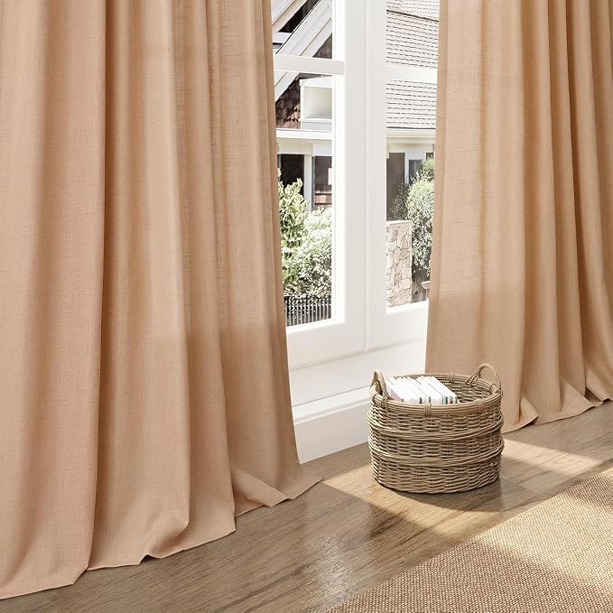 Nanspring Camel Linen Curtains for Living Room Extra Long 144 Inches Long Back - Image 5