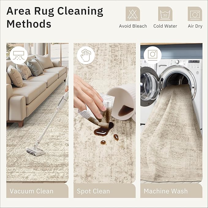 Soalmost Hallway Runner Rug 2'6" x 16' Washable Long Kitchen Rugs Beige | - Image 9