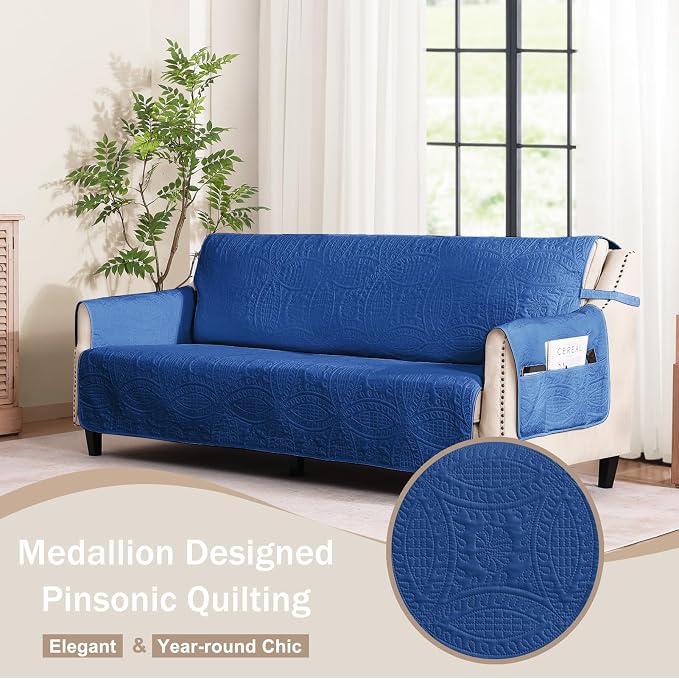 Blue Loveseat Covers for 2 Cushion Couch, Water-Repellent Sofa Slipcover for - Image 8