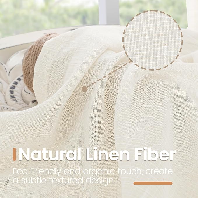 BGment Ivory Linen Curtains 90 Inches Long - Image 3