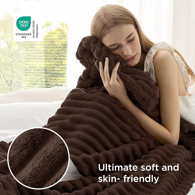 Bedsure Soft Throw Blanket for Couch Decor Gifts Chocolate Brown 50"x70" | - Image 4