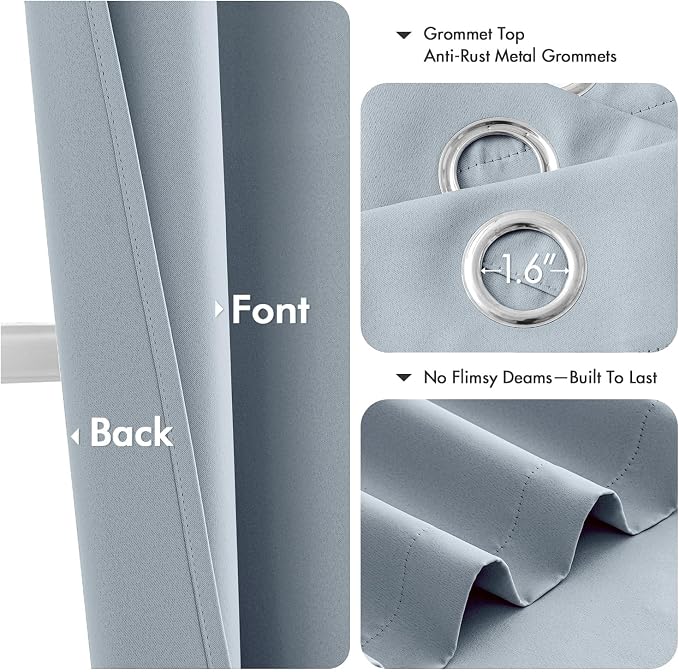 MIULEE Blackout Curtains for Bedroom 2 Panels 40 x 84 Inch Long Light Blue | - Image 4