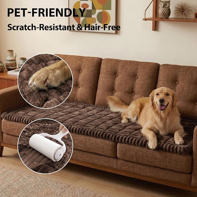 Fixwal Waterproof Flannel Dog Couch Cover, 27.6" x 27.6", Dark Brown | - Image 6