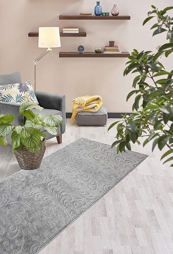 Custom Length Hallway Runner Rug, Slip Resistant, Floral Grey, 26 Inch X 4 feet - Image 4