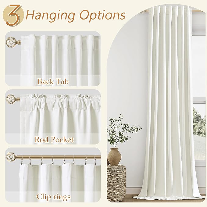 Guken 100% Blackout Linen Curtains 98 Inch Wide by 52 Inch 2 Panels Set - Image 6