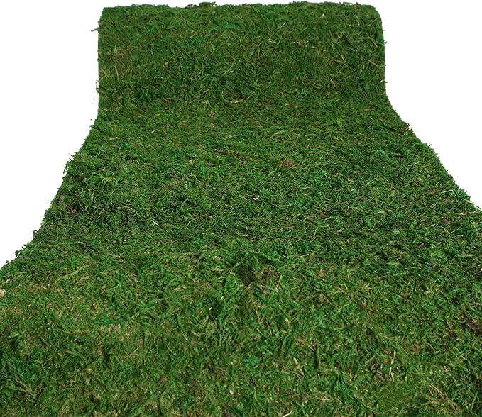 Moss Roll, Dried Moss for Crafts, Moss Table Runner for Fairy Gardens, Wedding Woodland Decor, Preserved Moss Mat for Table Decoration (12" W x 60" L)