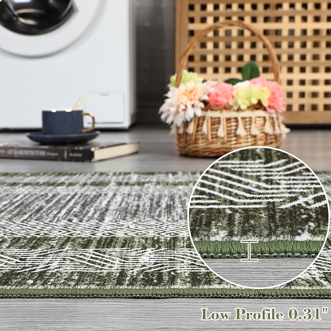 Washable 2.5x10 Kitchen Runner Rug, Easy Clean Geometri Rugs - Image 5