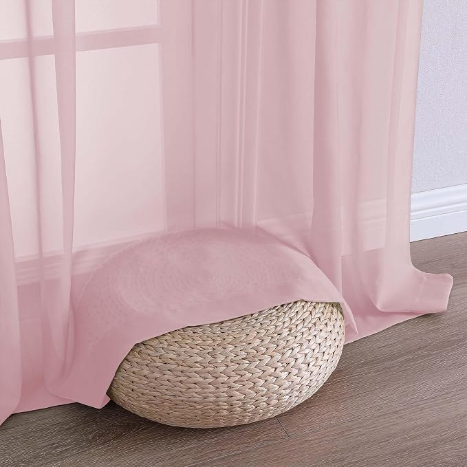 Chyhomenyc Blush Pink Sheer Curtains 90 Inches Long 2 Panels, Light Filtering - Image 8