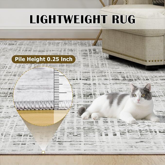 6x9 Area Rugs Washable Rug: Anti-Skid Abstract Modern Living Room Rug Soft Thin - Image 6