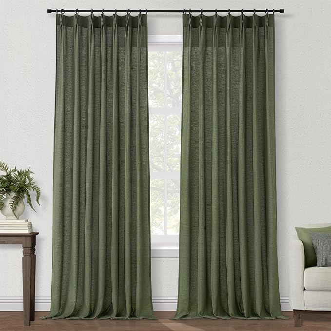 Olive Green Linen Curtains 84 Inches Long - Image 9