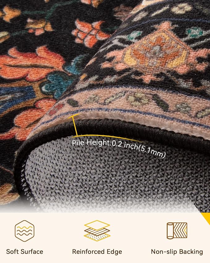 RELEANY Washable Area Rug, Square 4'x4', Water Repellent, Pet Friendly - Image 2
