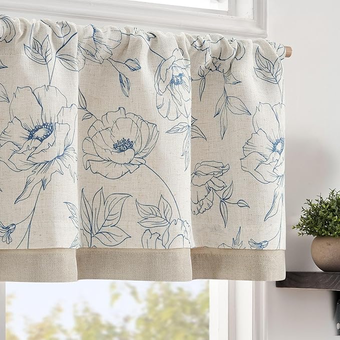 jinchan Linen Floral Valance Curtain by JINCHAN