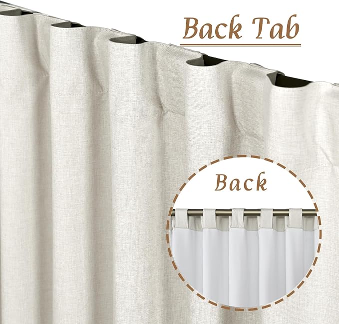 Ivory 100% Blackout Linen Curtains 72 Inches - Image 6