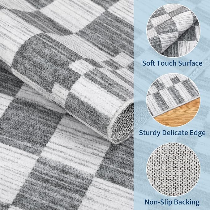 GarveeHome 2.5x8 Checkered Kitchen Runner Rug - Image 5