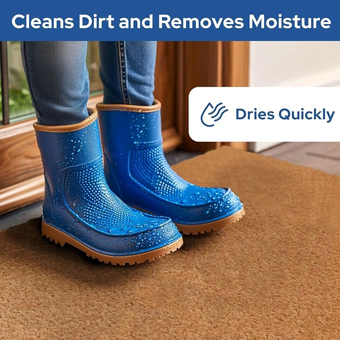 Barnyard Designs Natural Coco Coir Heavy Duty Backing Doormat - Large Cute Non-Slip Front Door Welcome Mat for Outside Entrance or Porch Entry, Brown (36x72, Plain Brown)