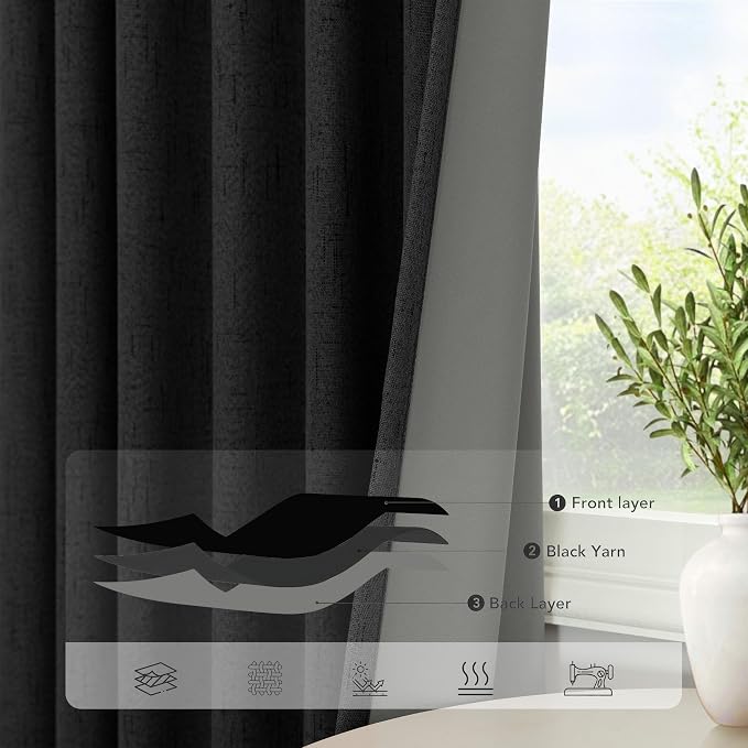 Pitalk Black Blackout Curtains 96 Inches Long - Image 5