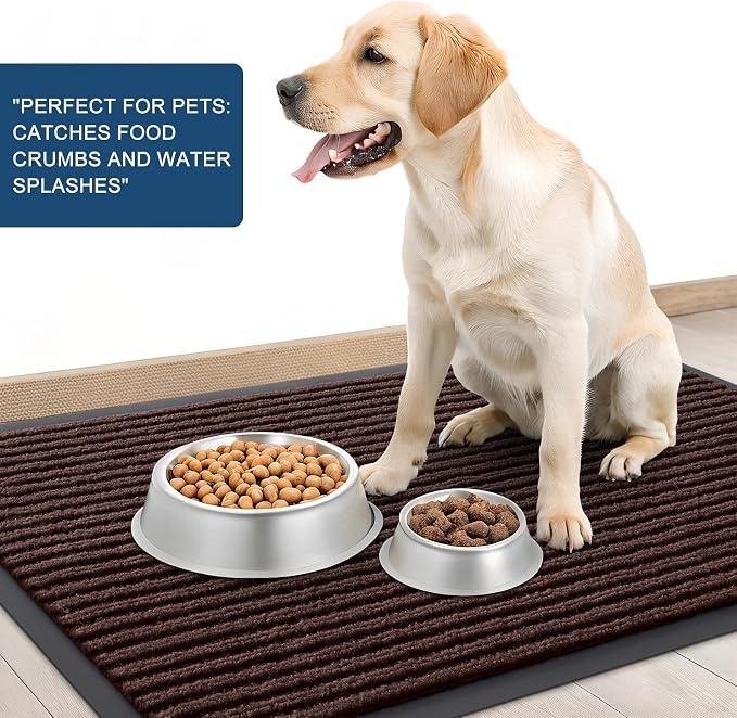 OLANLY 2-Pack Front Door Mats 33x21, Waterproof Heavy-Duty Doormats | Brown - Image 6