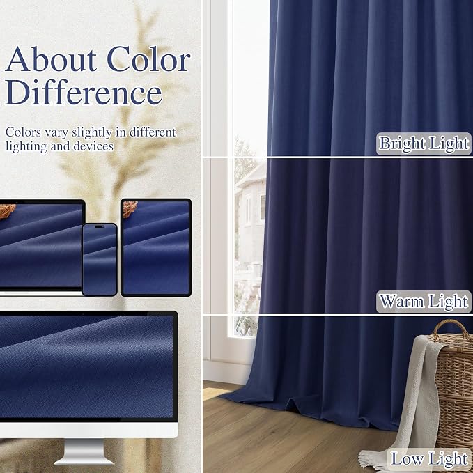 Guken 100% Blackout Curtains 96 Inch Length 2 Panels Set - Image 7