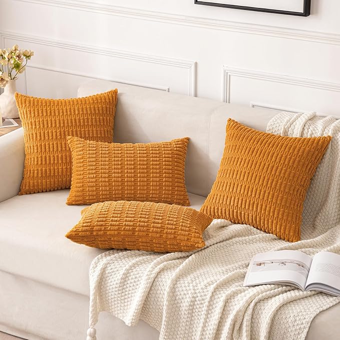 MIULEE Fall Decorative Throw Pillow Covers 20x20 Burnt Orange Pack of 2 | Soft - Image 2