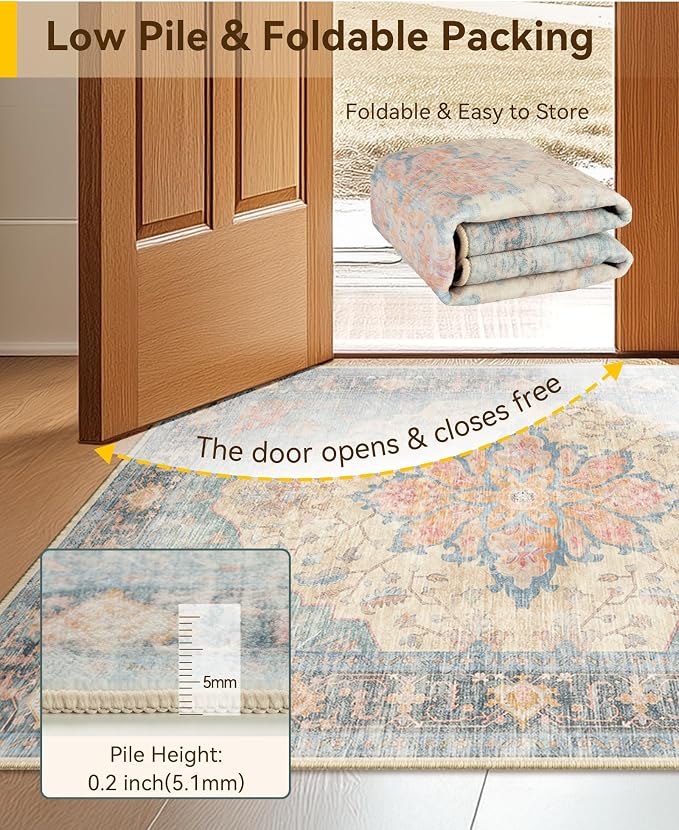 RELEANY Washable Area Rug, Square 8'x8', Water Repellent, Pet Friendly - Image 4