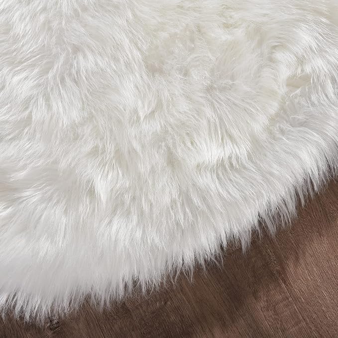 Goolela White Area Rug 10x12 Fluffy Fuzzy Sheepskin Carpet - Image 5