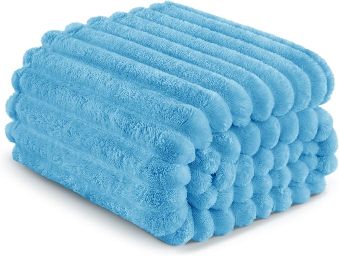 Exclusivo Mezcla Twin Size Flannel Fleece Blanket, Super Soft Striped Jacquard - Image 6