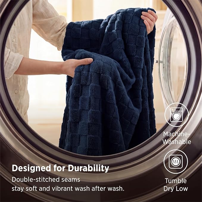 Bedsure GentleSoft Navy Throw Blanket - Image 6