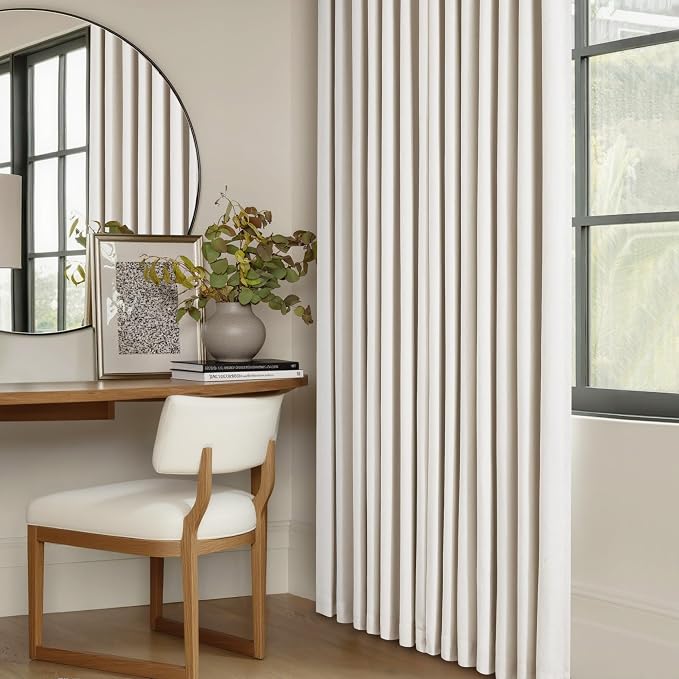 Natural Cream Pinch Pleated 100% Blackout Curtains 95 Inches Long | Double - Image 9