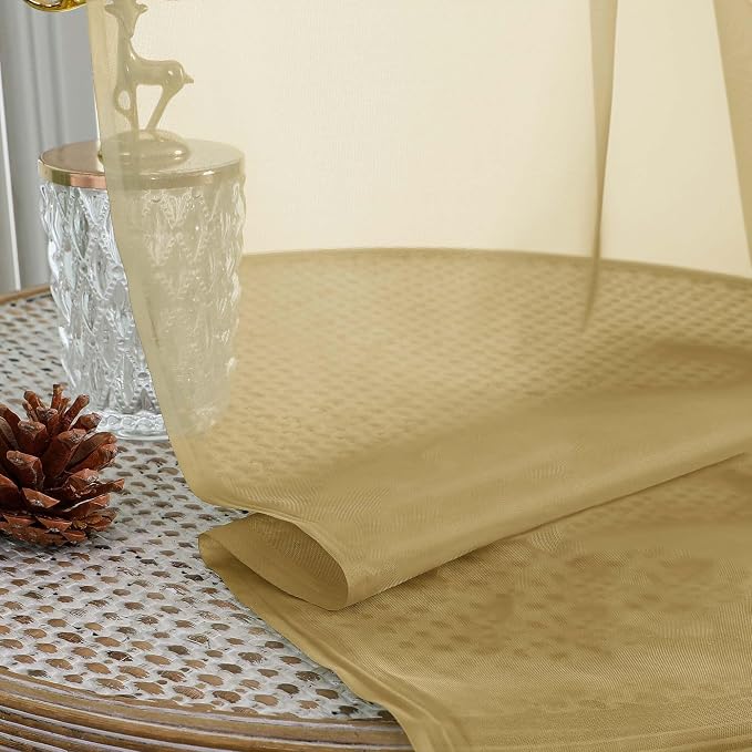 Extra Long Gold Sheer Curtains for Bedroom Living Room 120 Inches Long 2 Panels - Image 5
