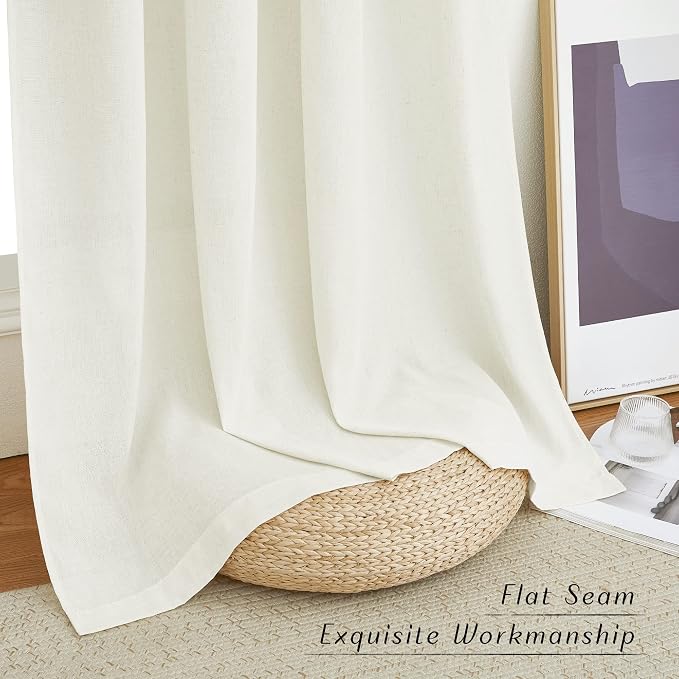 NICETOWN Linen Off White Window Curtains 84 inches Long, Grommet Thick Linen - Image 7