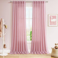 Rose Linen Curtains 108 Inches Long 2 Panels Set by Nanspring