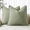 MIULEE Decorative Linen Euro Sham Pillow Covers 24x24 Sage Green | Boho by MIULEE