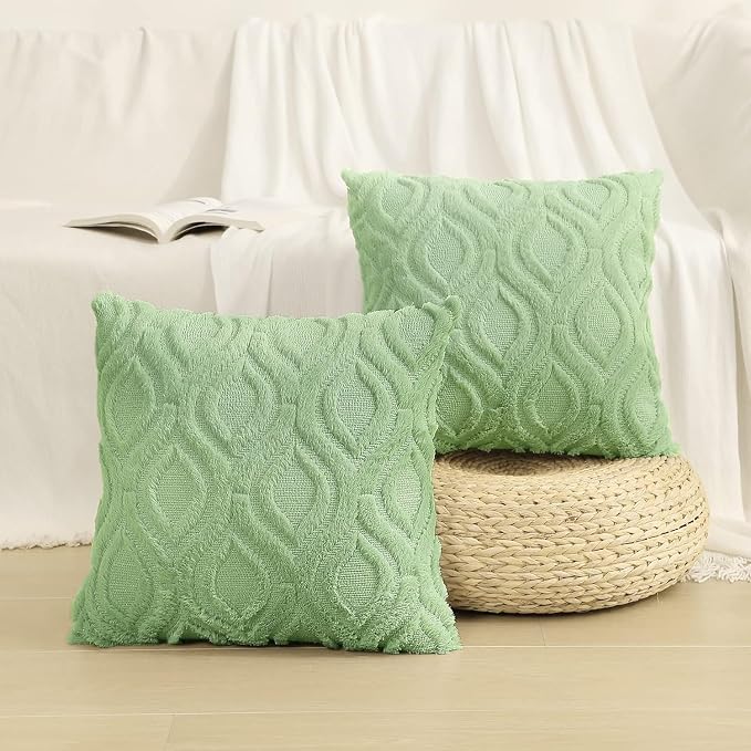 decorUhome Summer Throw Pillow Covers 26x26 Inch Set of 2, Soft Plush Faux Wool - Image 8