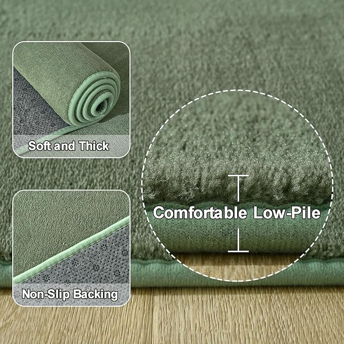 Amearea Modern Area Rugs for Bedroom Living Room, 4x6 Feet Sage Green Thickened - Image 3