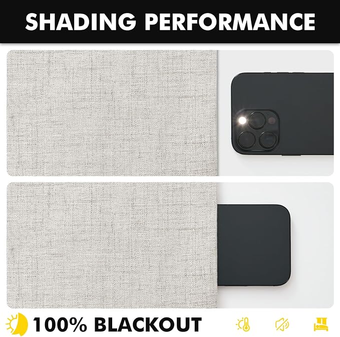 MIULEE 100% Blackout Linen Curtains 42 x 72 Inch Cream White 2 Panels | Thermal - Image 7