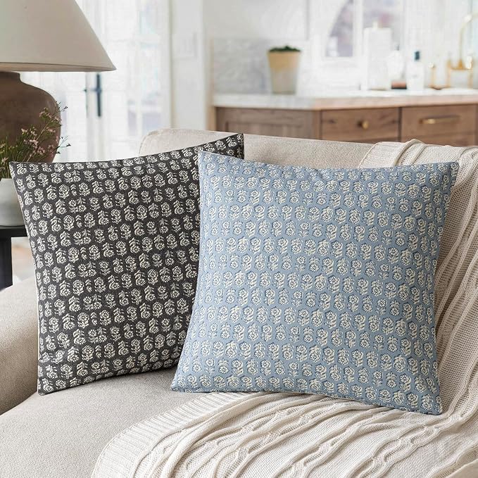 Foindtower Set of 2 Decorative Vintage Floral Print Throw Pillow Covers Neutral - Image 4