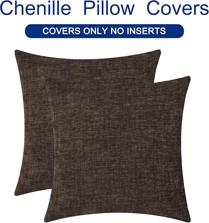CaliTime Throw Pillow Covers Decorative 26 X 26 Inches Pack of 2 Cozy Chenille - Image 6