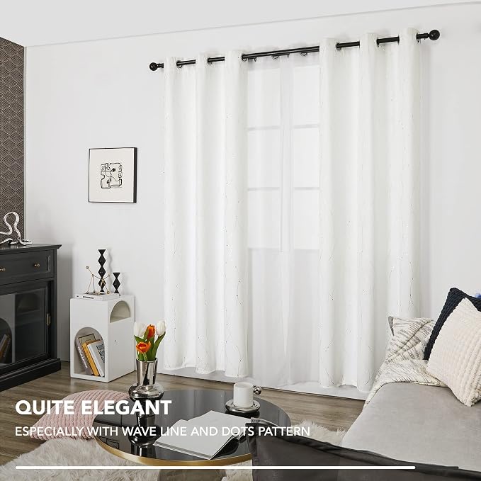 Deconovo White Curtains 84 Inches Long, Room Darkening Curtain, Thermal - Image 8