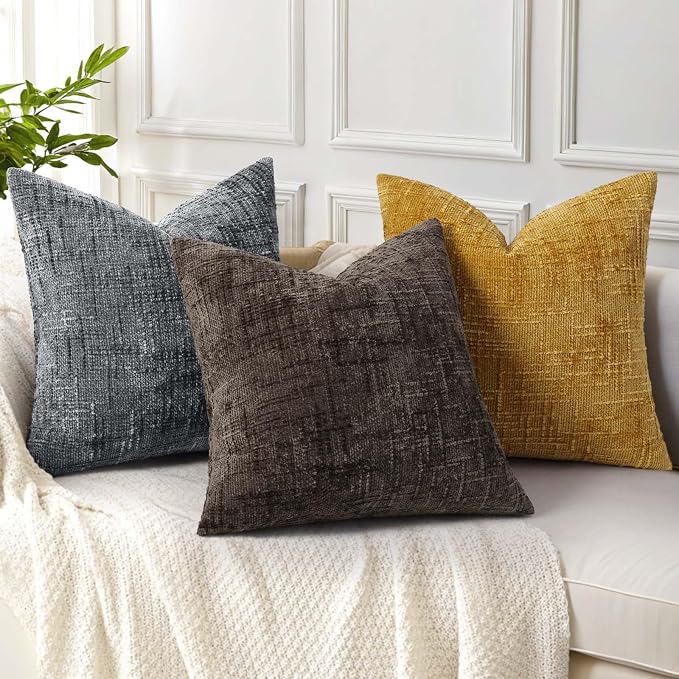 decorUhome Dark Grey Chenille Throw Pillow Covers 12x20 Set of 2 Textured Soft - Image 5