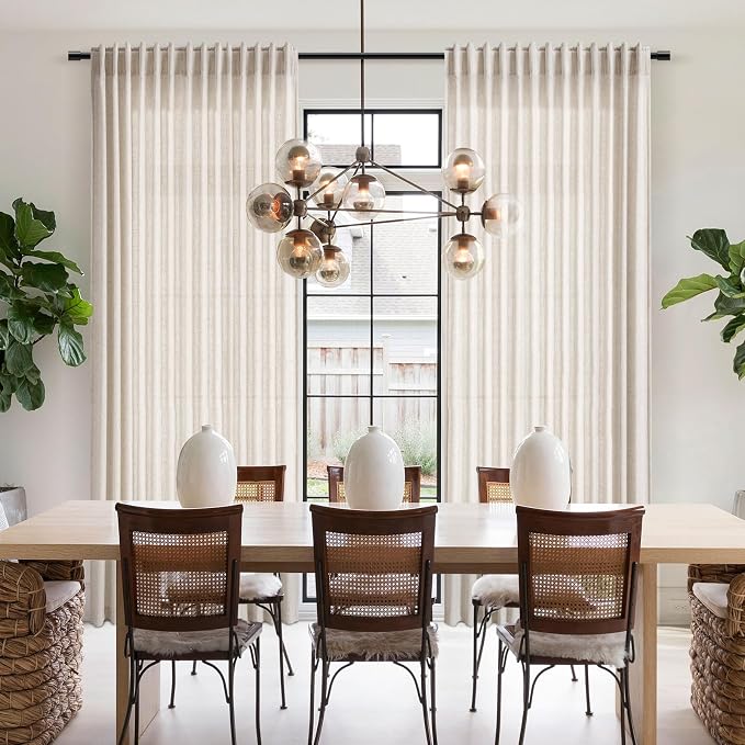 Nanspring Beige Linen Back Tab Curtains 96 Inches Long - Image 7