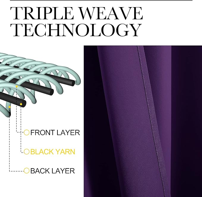 NICETOWN Royal Purple Blackout Curtains 78 inches Length - Image 3