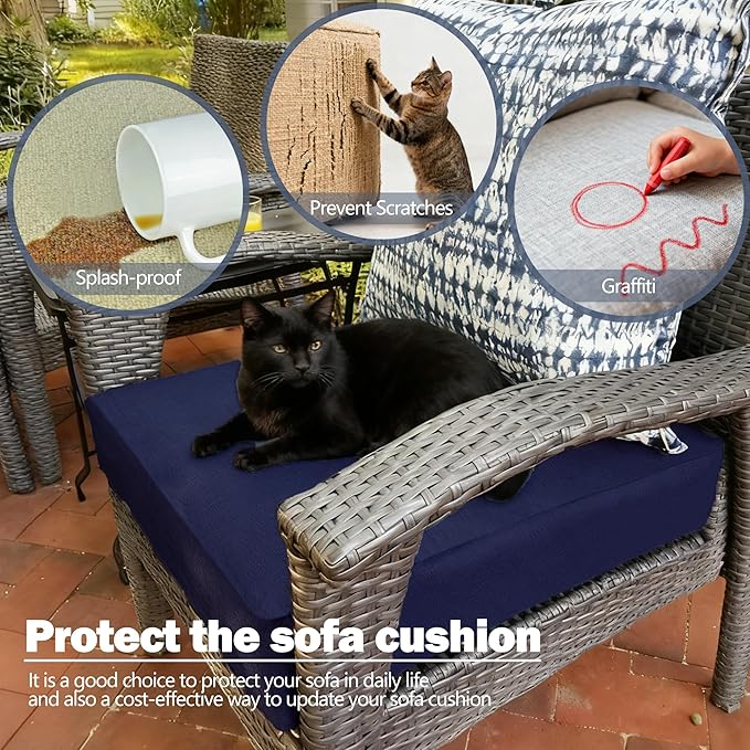 Sqodok Outdoor Cushion Covers 24x24 inch, Wicker Chair - Image 6