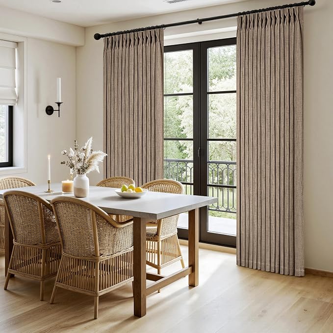 MIULEE Pinch Pleated Thick Linen Curtains 108 Inches Long 2 Panels - Image 3