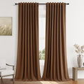 Guken Caramel Brown 100% Blackout Linen Curtains 120 Inch Length 2 Panels Set by Guken