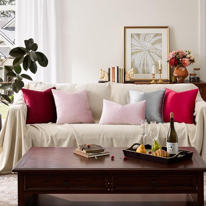 GIGIZAZA Decorative Throw Pillow Covers 16x16, Velvet Sofa Boho Cushion Pillows - Image 4