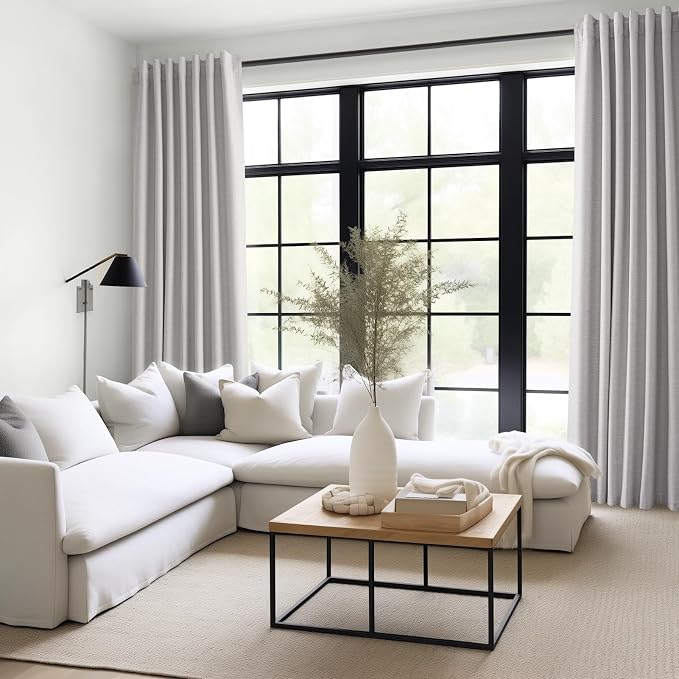 Topfinel 92 Inch Long Black Out Custom Drapery 2 Panels Neutral Blackout - Image 2