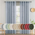 MIULEE Chambray Blue Linen Curtains 96 Inches Long 2 Panels by MIULEE