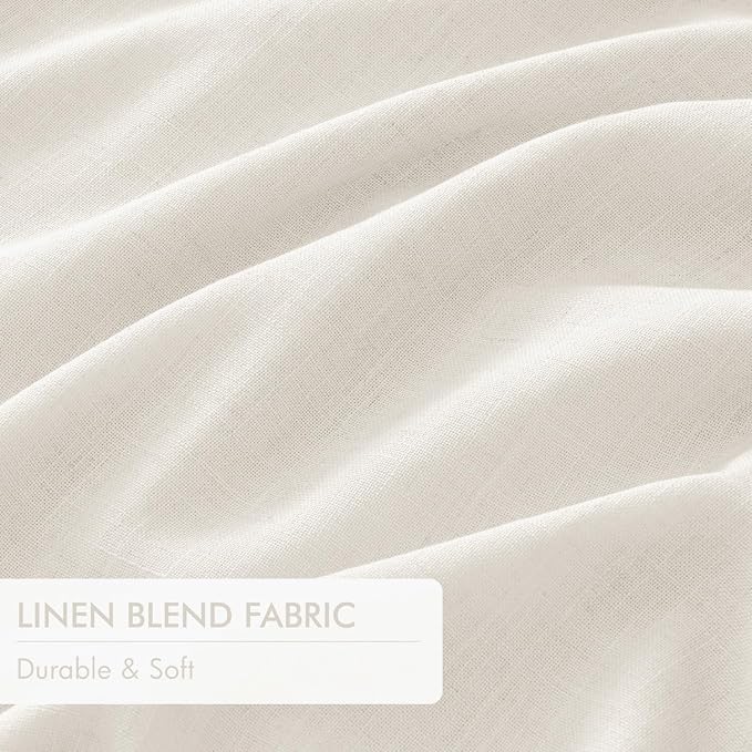 MIULEE Beige White Pinch Pleated 100% Blackout Linen Curtains 40x108 Inches | - Image 6