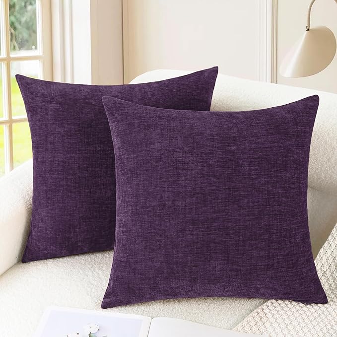 CaliTime Decorative Couch Throw Pillow Covers 16 X 16 Inches Plum Purple | Pack by CaliTime