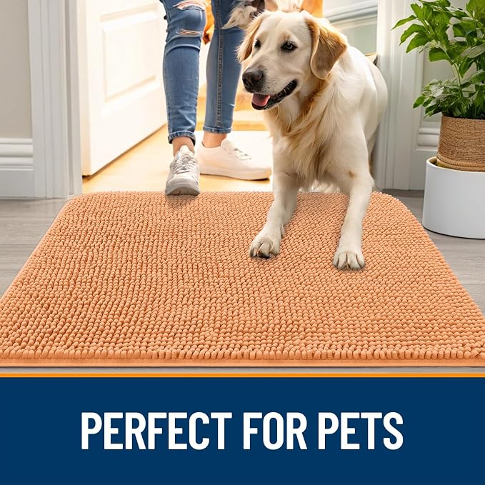 OLANLY Dog Door Mat for Muddy Paws 70x35, Super Absorbent Chenille Mud Mat | - Image 6